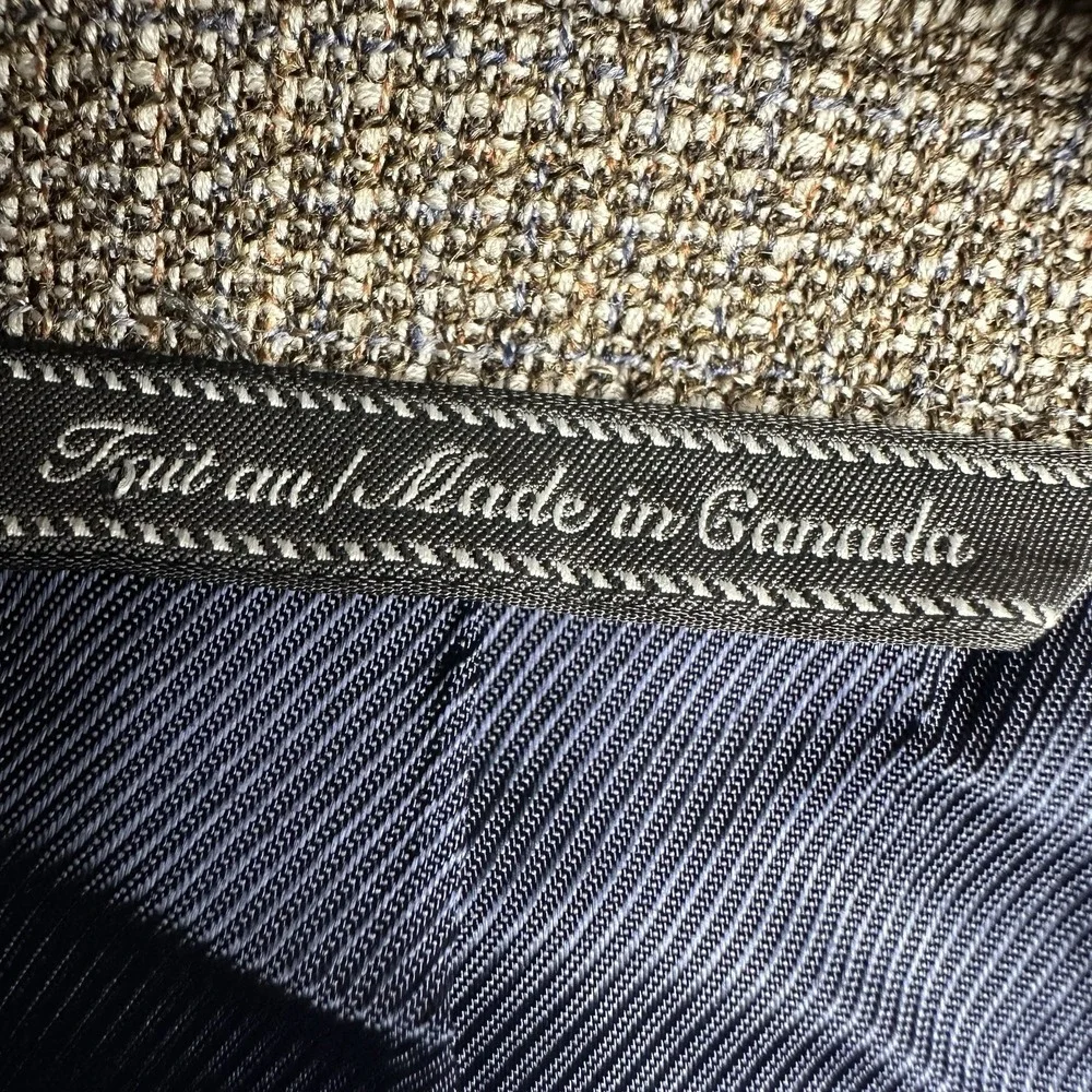 Jack Victor Elite Mens 42R Wool Blazer Blue Brown Micro Check Sport Coat Canada